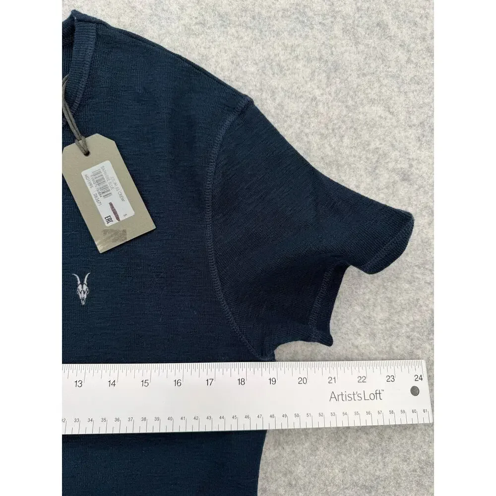 NWT Allsaints Sapphire Blue Esum Short Sleeve Textured Waffle Crewneck T-Shirt - Picture 6 of 8